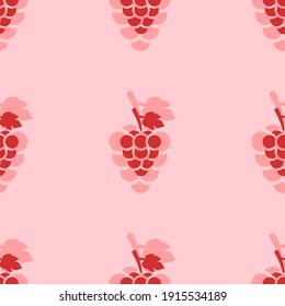 Seamless pattern of large isolated red grape symbols. The elements are evenly spaced. Vector illustration on light red background