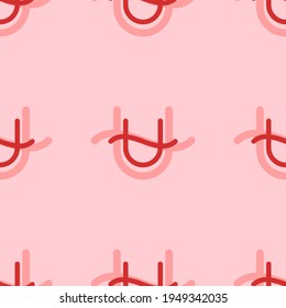 Seamless pattern of large isolated red zodiac ophiuchus symbols. The elements are evenly spaced. Vector illustration on light red background