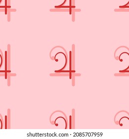Seamless pattern of large isolated red jupiter astrological symbols. The elements are evenly spaced. Vector illustration on light red background