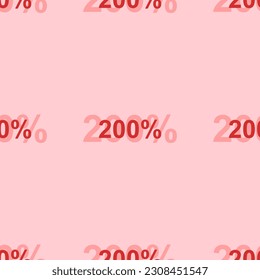 Patrón sin foco de grandes símbolos rojos aislados del 200 por ciento. Los elementos están separados por igual. Ilustración del vector sobre fondo rojo claro