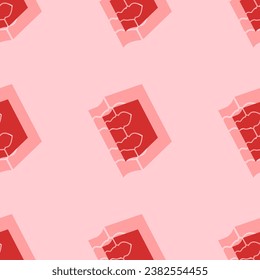 Seamless pattern of large isolated red magic book symbols. The elements are evenly spaced. Vector illustration on light red background