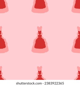 Seamless pattern of large isolated red princess symbols. The elements are evenly spaced. Vector illustration on light red background