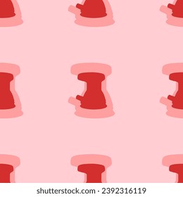 Seamless pattern of large isolated red sanding machine symbols. The elements are evenly spaced. Vector illustration on light red background