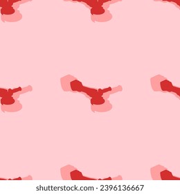 Seamless pattern of large isolated red cordless angle grinder symbols. The elements are evenly spaced. Vector illustration on light red background