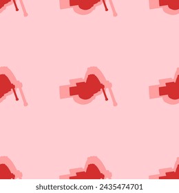 Seamless pattern of large isolated red vise symbols. The elements are evenly spaced. Vector illustration on light red background