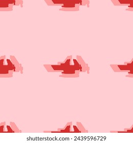 Seamless pattern of large isolated red vise symbols. The elements are evenly spaced. Vector illustration on light red background