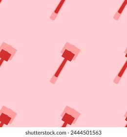 Seamless pattern of large isolated red mallet symbols. The elements are evenly spaced. Vector illustration on light red background