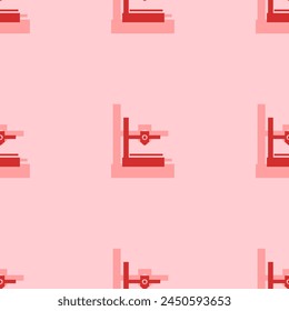 Seamless pattern of large isolated red small 3D printer symbols. The elements are evenly spaced. Vector illustration on light red background