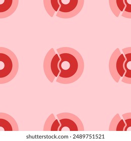 Seamless pattern of large isolated red auto brakess. The elements are evenly spaced. Vector illustration on light red background