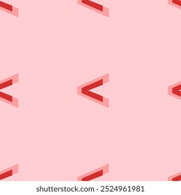 Seamless pattern of large isolated red less symbols. The elements are evenly spaced. Vector illustration on light red background