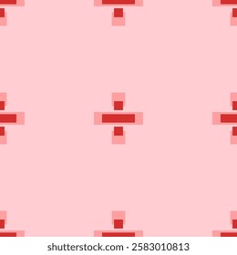 Seamless pattern of large isolated red division symbols. The elements are evenly spaced. Vector illustration on light red background