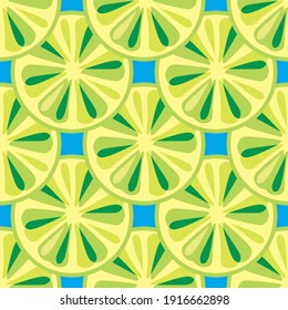 seamless pattern large lime slices ornament vector 