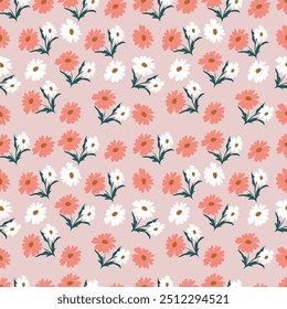 Padrão contínuo com grandes quadris de rosa. Impressão floral de flores rosa floridas, folhas em um fundo claro. Vetor.