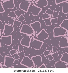 Seamless pattern with large rose hips. Floral print of blossoming pink flowers, leaves on a light background. Vector.