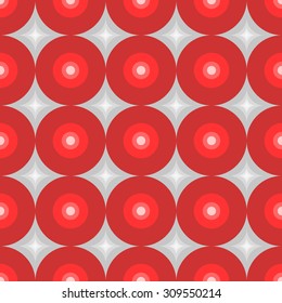 Seamless pattern of large and small circles within the geometric elements rhombus from bright to dark red light gray