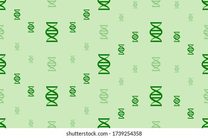 Seamless pattern of large and small green dna symbols. The elements are arranged in a wavy. Vector illustration on light green background