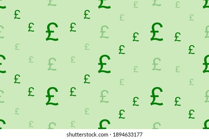 Seamless pattern of large and small green pound symbols. The elements are arranged in a wavy. Vector illustration on light green background