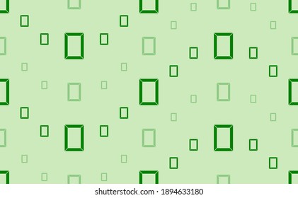 Seamless pattern of large and small green photo frame symbols. The elements are arranged in a wavy. Vector illustration on light green background