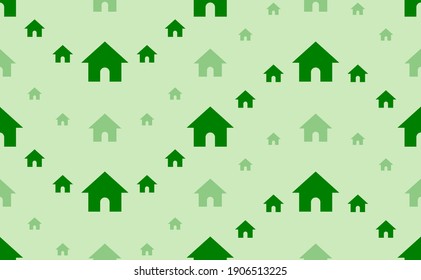 Seamless pattern of large and small green kennel symbols. The elements are arranged in a wavy. Vector illustration on light green background