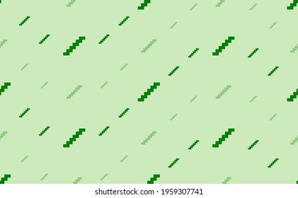 Seamless pattern of large and small green stairs symbols. The elements are arranged in a wavy. Vector illustration on light green background