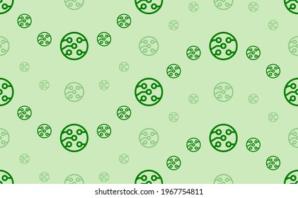 Seamless pattern of large and small green electrical board symbols. The elements are arranged in a wavy. Vector illustration on light green background