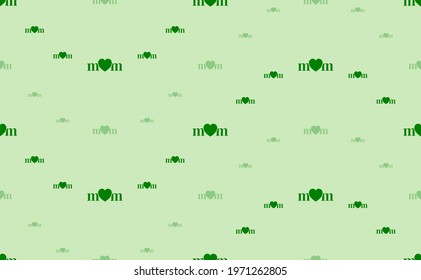 Seamless pattern of large and small green mother's day symbols. The elements are arranged in a wavy. Vector illustration on light green background