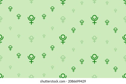 Nahtlose Muster großer und kleiner grüner Astrosymbolen. Die Elemente sind in einer Wavy angeordnet. Vektorgrafik auf hellgrünem Hintergrund