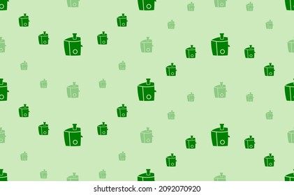 Seamless pattern of large and small green juicer symbols. The elements are arranged in a wavy. Vector illustration on light green background
