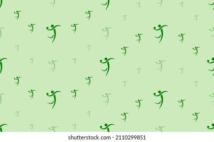 Seamless pattern of large and small green handball symbols. The elements are arranged in a wavy. Vector illustration on light green background