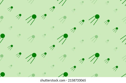 Seamless pattern of large and small green satellite symbols. The elements are arranged in a wavy. Vector illustration on light green background