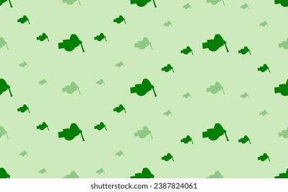 Seamless pattern of large and small green vise symbols. The elements are arranged in a wavy. Vector illustration on light green background