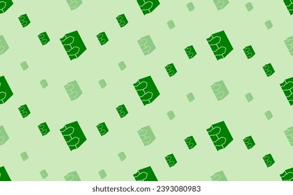 Seamless pattern of large and small green magic book symbols. The elements are arranged in a wavy. Vector illustration on light green background