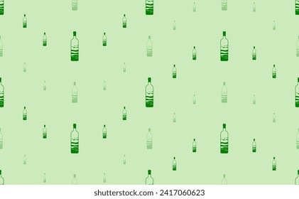 Seamless pattern of large and small green the world in a bottle symbols. The elements are arranged in a wavy. Vector illustration on light green background