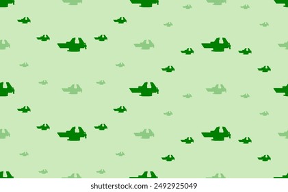 Seamless pattern of large and small green vise symbols. The elements are arranged in a wavy. Vector illustration on light green background