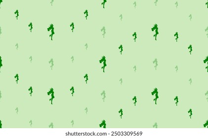 Patrón sin fisuras de Grandes y Pequeños símbolos de hechiceros verdes. Los Elementos están dispuestos en forma ondulada. Ilustración vectorial sobre fondo verde claro