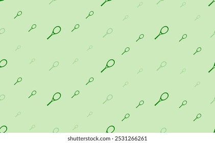 Seamless pattern of large and small green tennis racket symbols. The elements are arranged in a wavy. Vector illustration on light green background