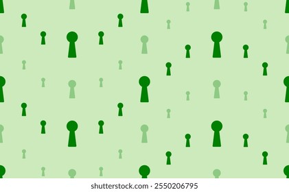 Padrão contínuo de símbolos grandes e pequenos de buraco de fechadura verde. Os elementos estão dispostos em ondulado. Ilustração vetorial no plano de fundo verde claro