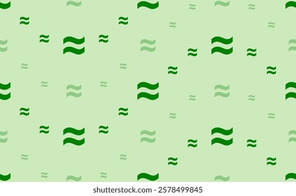 Seamless pattern of large and small green approximately equal symbols. The elements are arranged in a wavy. Vector illustration on light green background