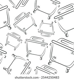 seamless pattern with a large square garbage can placed chaotically, to fight against environmental pollution day