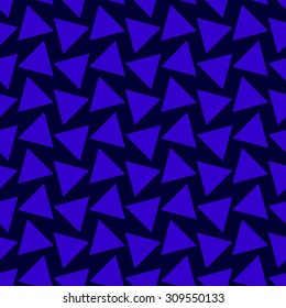 Seamless pattern with large triangles in different directions on a bright blue purple dark blue background