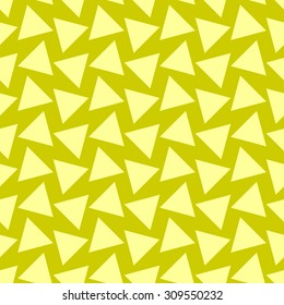 Seamless pattern with large triangles in different directions on a bright yellow mustard yellow background