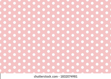 Nahtlose Muster großer weißer Polka-Punkte auf pastellrosa Hintergrund. EPS10-Datei enthält eine Musterüberwachung, die nahtlos jede Form ausfüllt