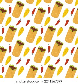 Seamless pattern of latina  american food, mexican food