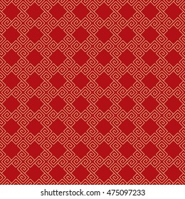 Seamless Pattern of Lattice Decorated With Chinese Scroll Pattern.