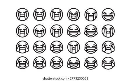 Seamless pattern of laughing emoticons conveying mirth. Ideal for digital content expressing amusement and happiness.