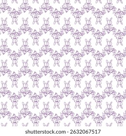 Seamless Pattern with Lavender Floral Design on White Background