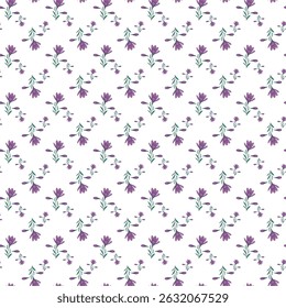 Patrón sin fisuras con diseño floral de lavanda sobre fondo blanco
