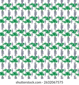 Seamless Pattern with Lavender Floral Design on White Background