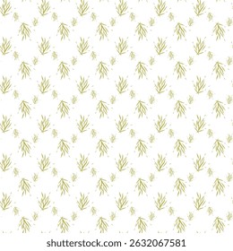 Seamless Pattern with Lavender Floral Design on White Background