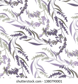 Seamless pattern with lavender flowers.